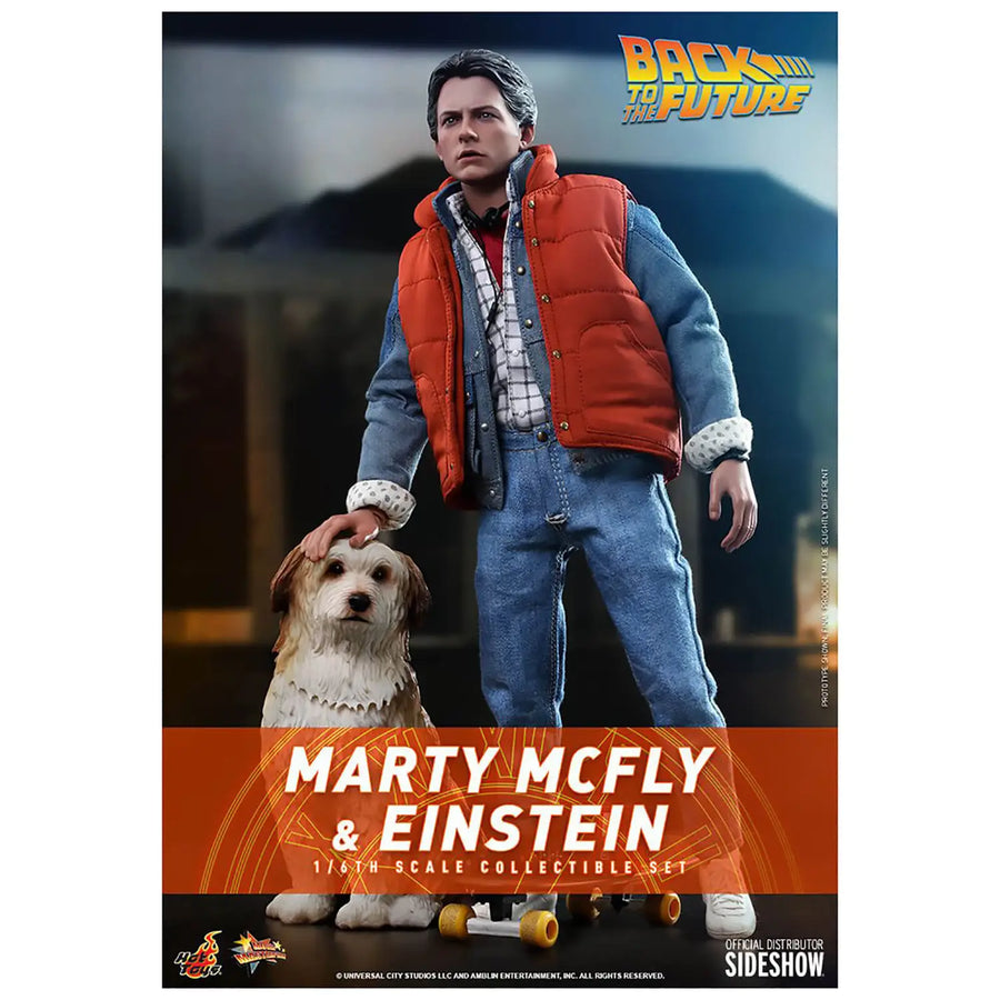 Hot Toys Back To The Future Movie Masterpiece Action Figures 1/6 Marty Mcfly & Einstein Exclusive 28cm