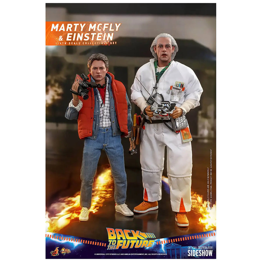 Hot Toys Back To The Future Movie Masterpiece Action Figures 1/6 Marty Mcfly & Einstein Exclusive 28cm
