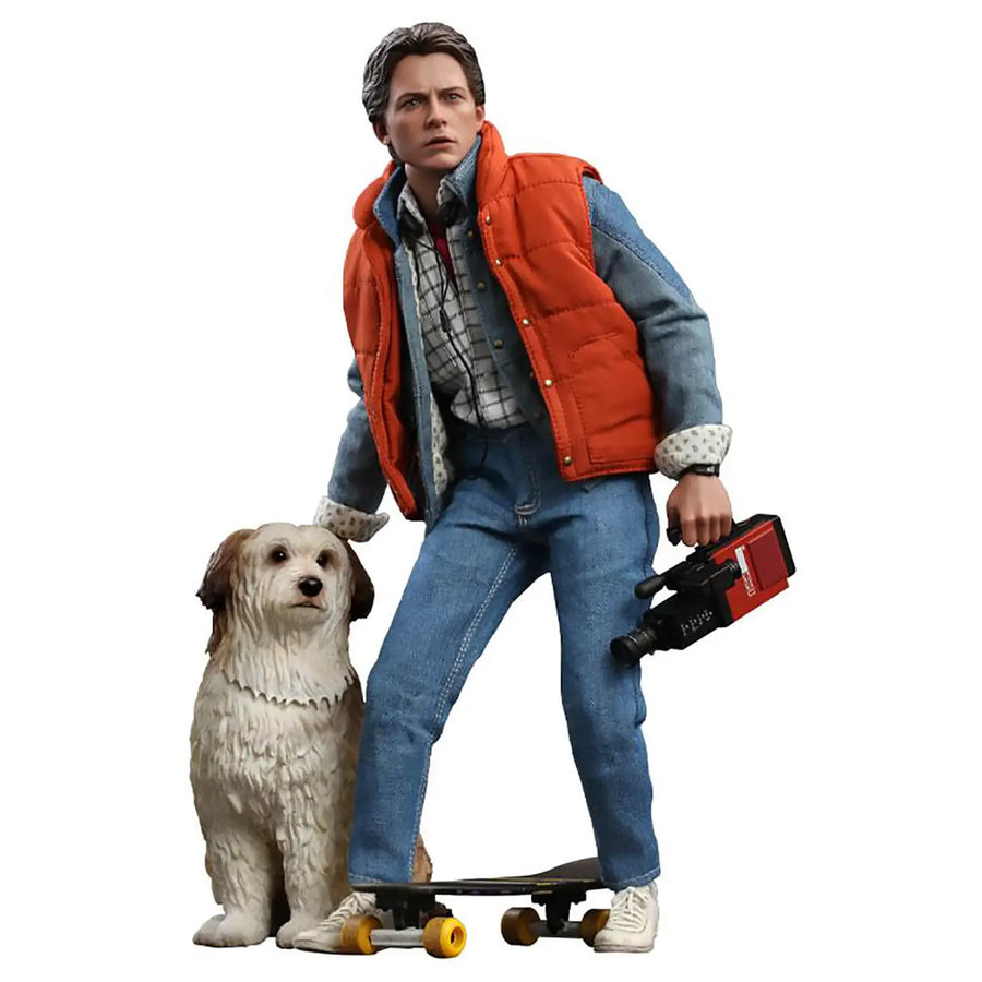 Hot Toys Back To The Future Movie Masterpiece Action Figures 1/6 Marty Mcfly & Einstein Exclusive 28cm