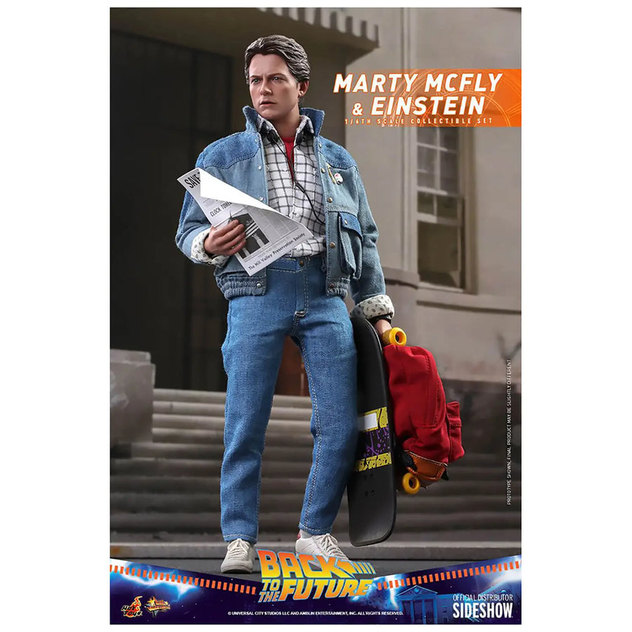 Hot Toys Back To The Future Movie Masterpiece Action Figures 1/6 Marty Mcfly & Einstein Exclusive 28cm