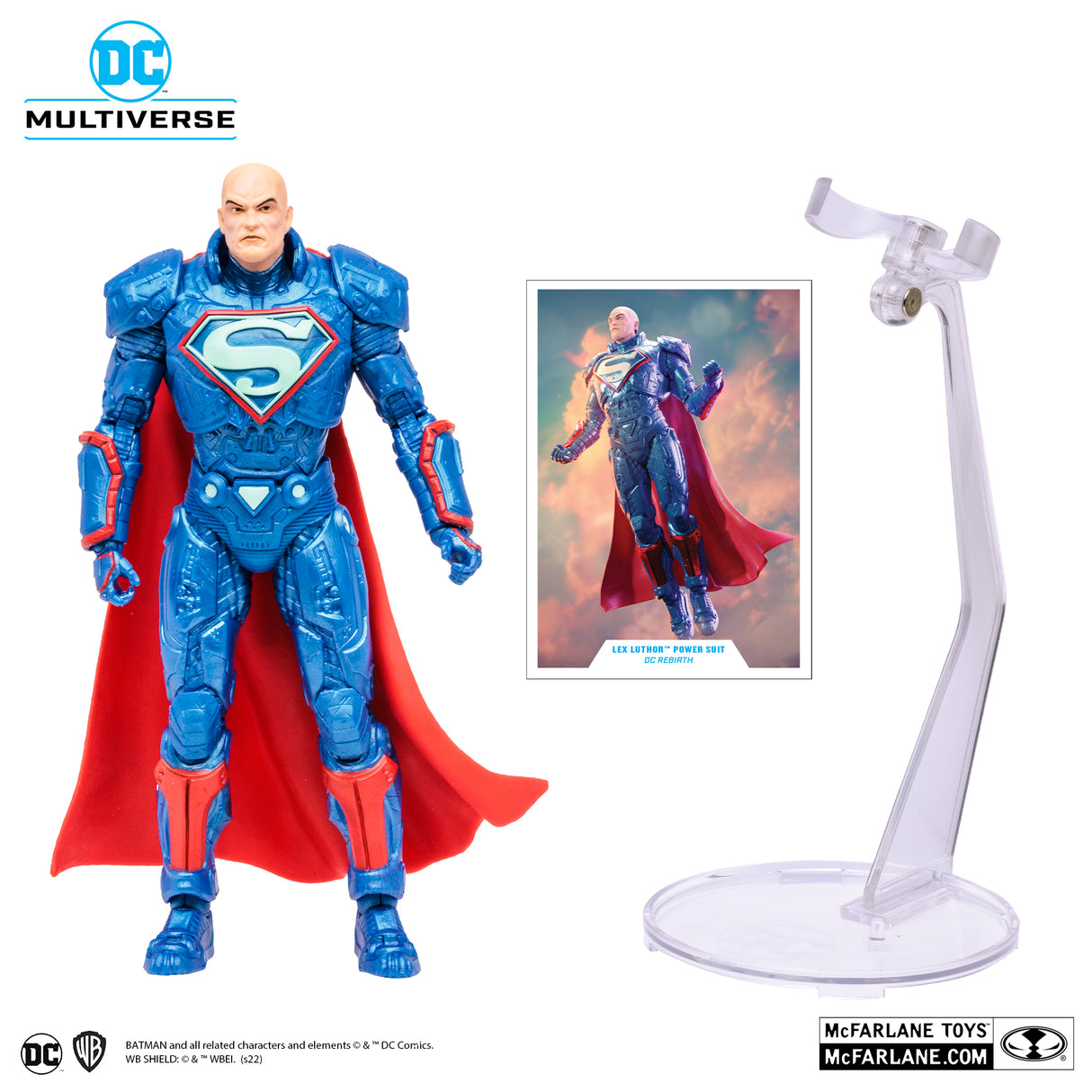 McFarlane Toys DC Multiverse Superman Lex Luthor in Power Suit Blue Suit with Cape SDCC Gold Label 7 Inch Action Figure