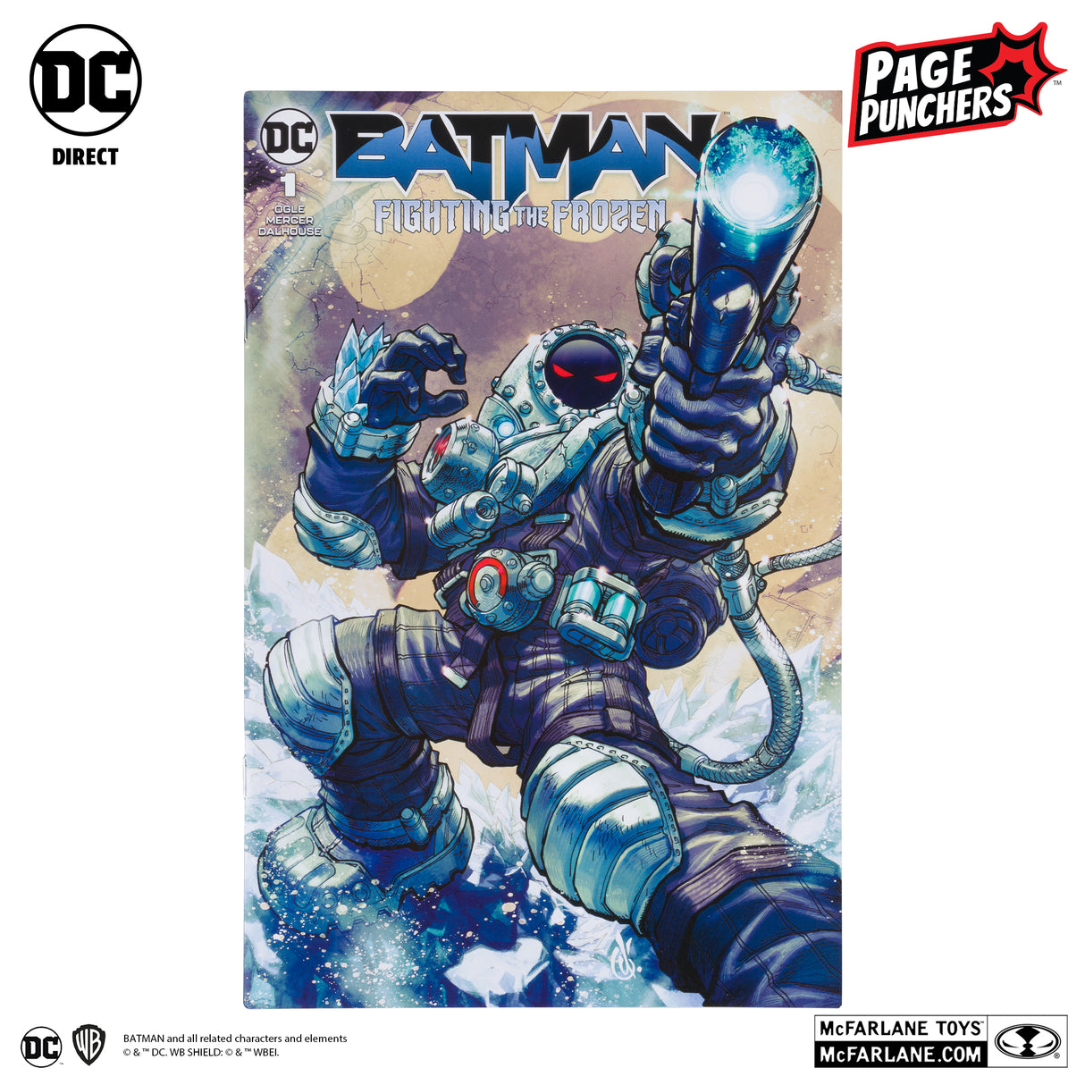 McFarlane DC Direct Batman Fighting the Frozen Page Punchers Mr Freeze 7 Inch Action Figure with Comic