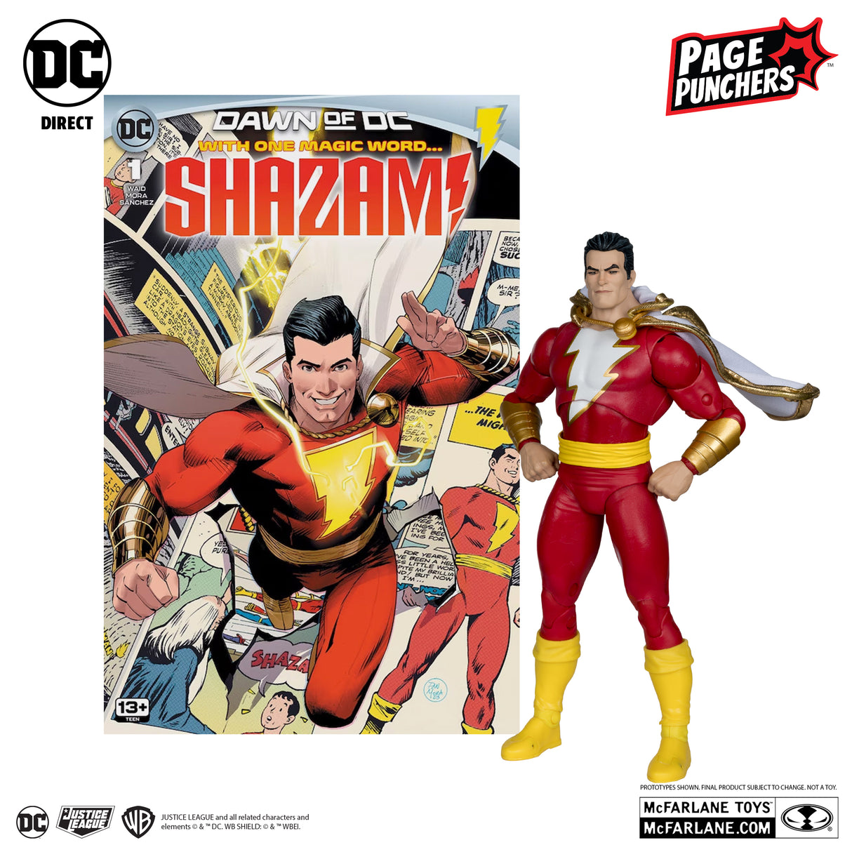 McFarlane Shazam! Dawn of DC 7 Inch Action Figure with Comic Page Punchers