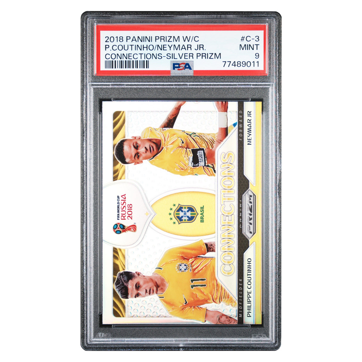 Coutinho Neymar Jr 2018 Panini Prizm World Cup Brazil Connections Silver PSA Mint 9