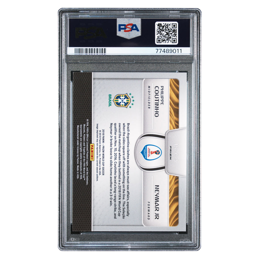 Coutinho Neymar Jr 2018 Panini Prizm World Cup Brazil Connections Silver PSA Mint 9