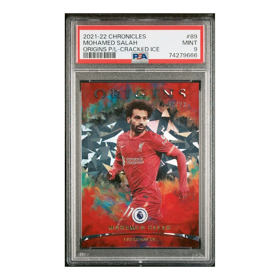 Mo Salah Liverpool 2021-22 Panini Chronicles Origins Premier League-Cracked Ice 19/23 PSA 9
