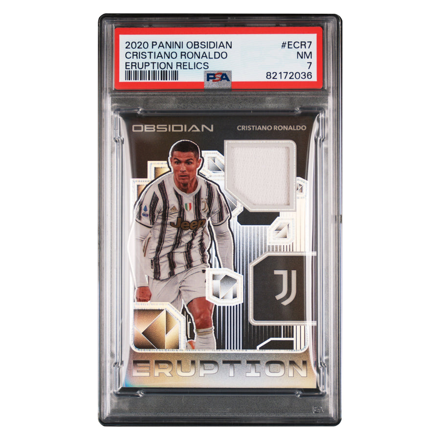Cristiano Ronaldo CR7 2020 Panini Obsidian Eruption Relics Worn Patch /149 PSA 7