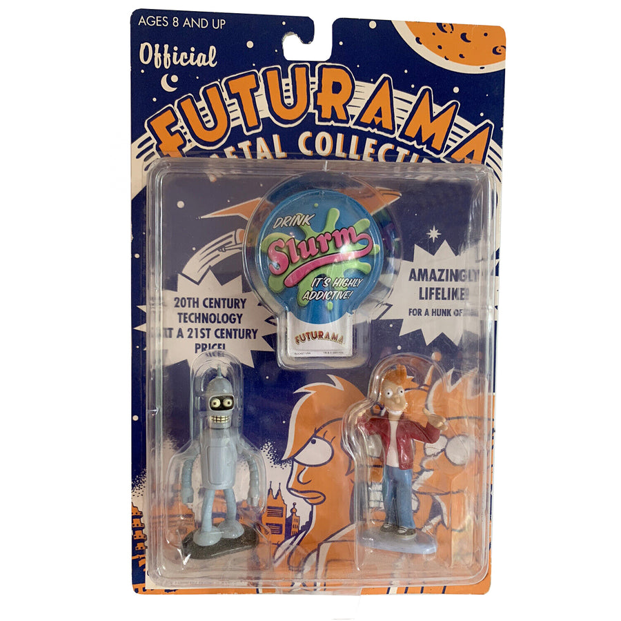 Futurama Rocket USA Fry and Bender Metal Figures