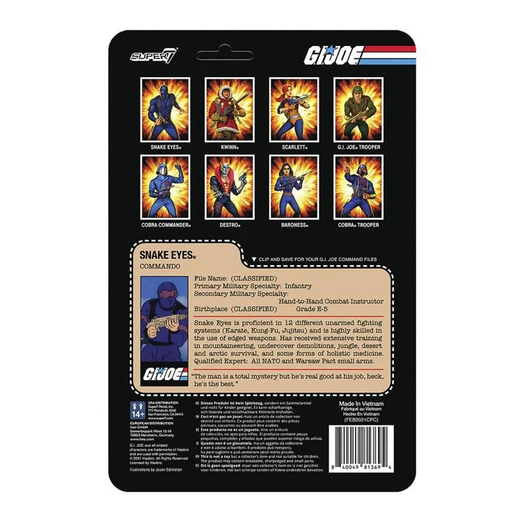 Super7 G.I. Joe ReAction Snake Eyes Action Figure