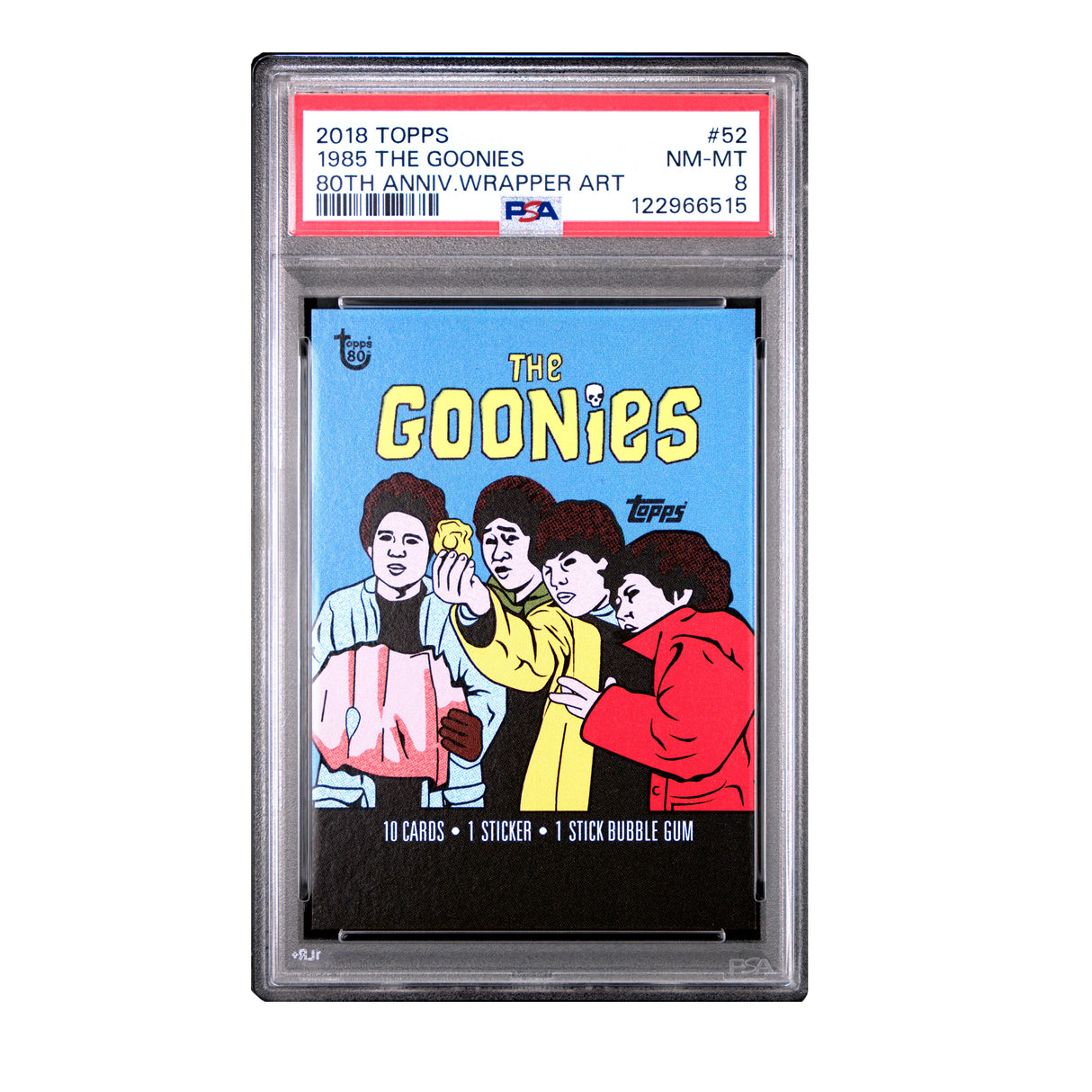 2018 Topps 80th Anniversary Wrapper Art Goonies Card PSA 8