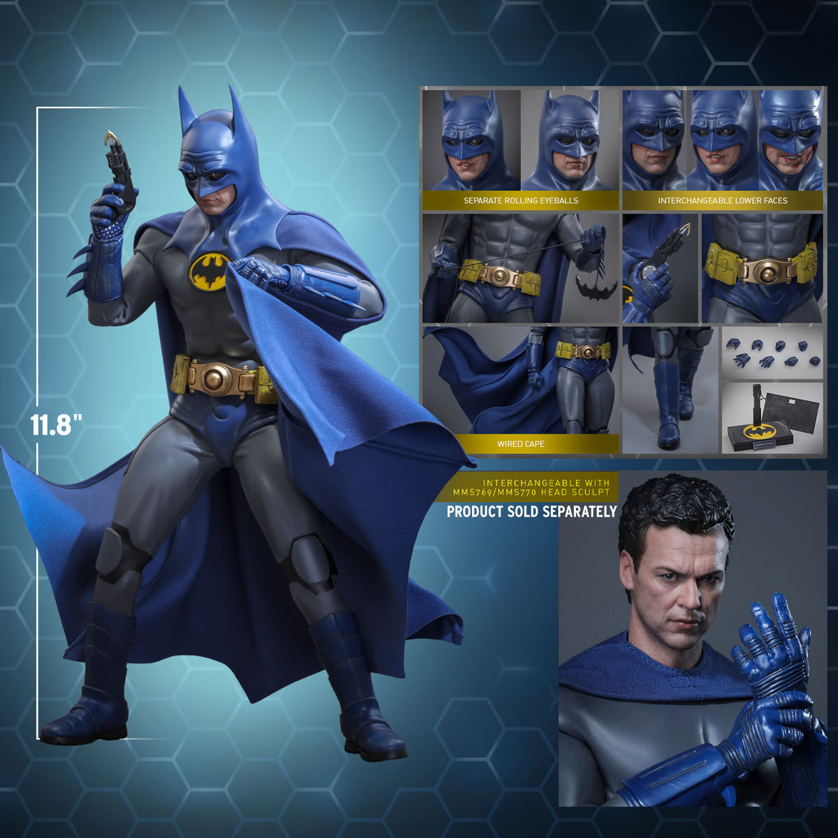 Hot toys Batman Blue & Grey Suit MMS834 Flash Michael Keaton