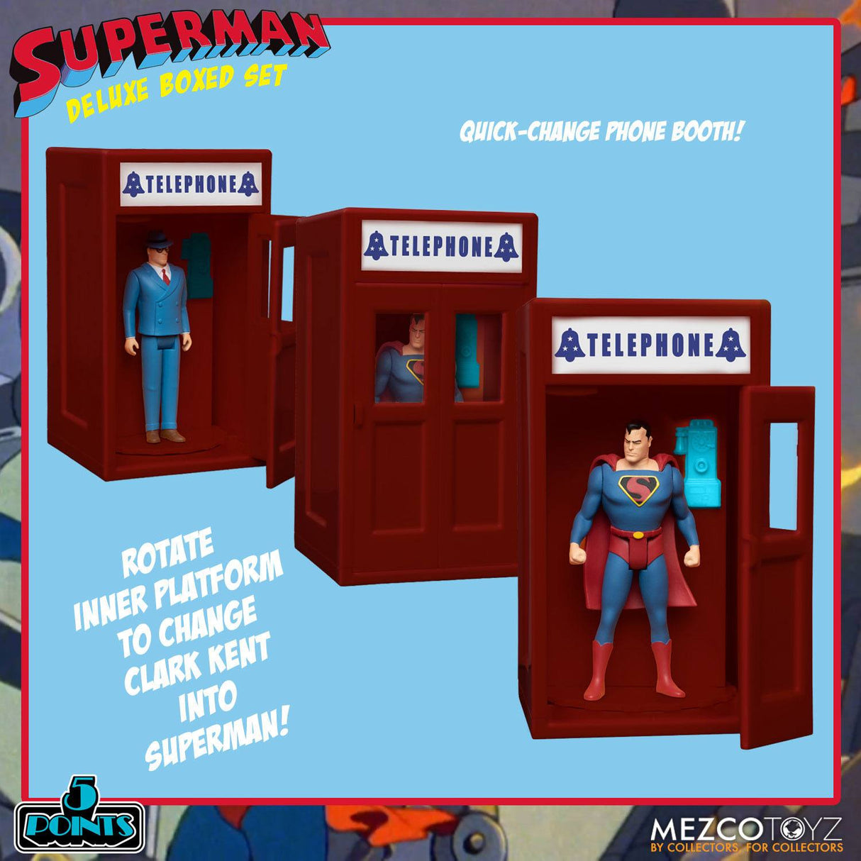 Mezco Superman The Mechanical Monsters (1941) 5 Points Action Figures Deluxe Box Set 10 cm