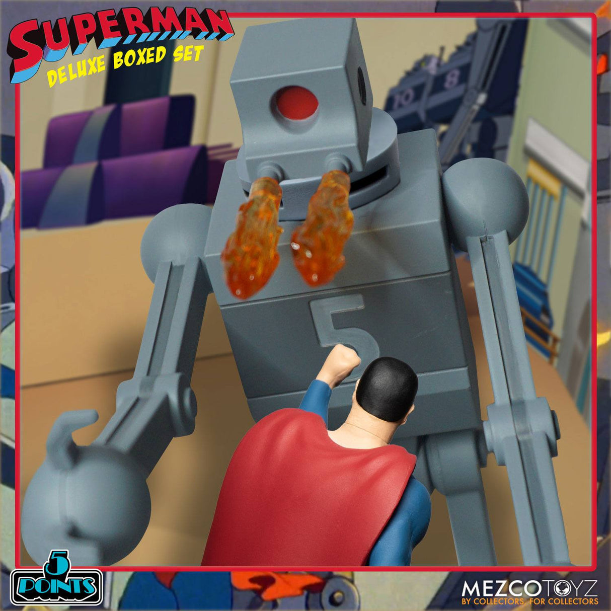 Mezco Superman The Mechanical Monsters (1941) 5 Points Action Figures Deluxe Box Set 10 cm
