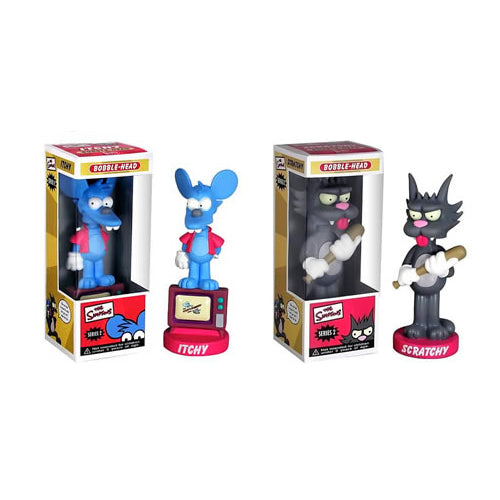 Funko The Simpsons Itchy and Scratchy Wacky Wobbler Bobble Head Set