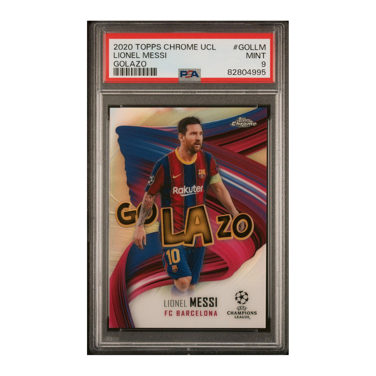 Lionel Messi 2020 Topps Chrome Uefa Champions League Golazo PSA 9