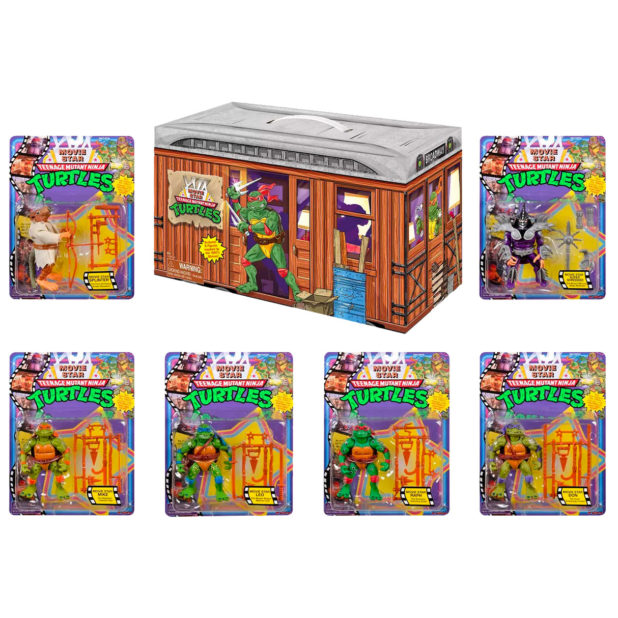 Playmates Teenage Mutant Ninja Turtles II The Secret of the Ooze Movie Star Action Figure 6-Pack