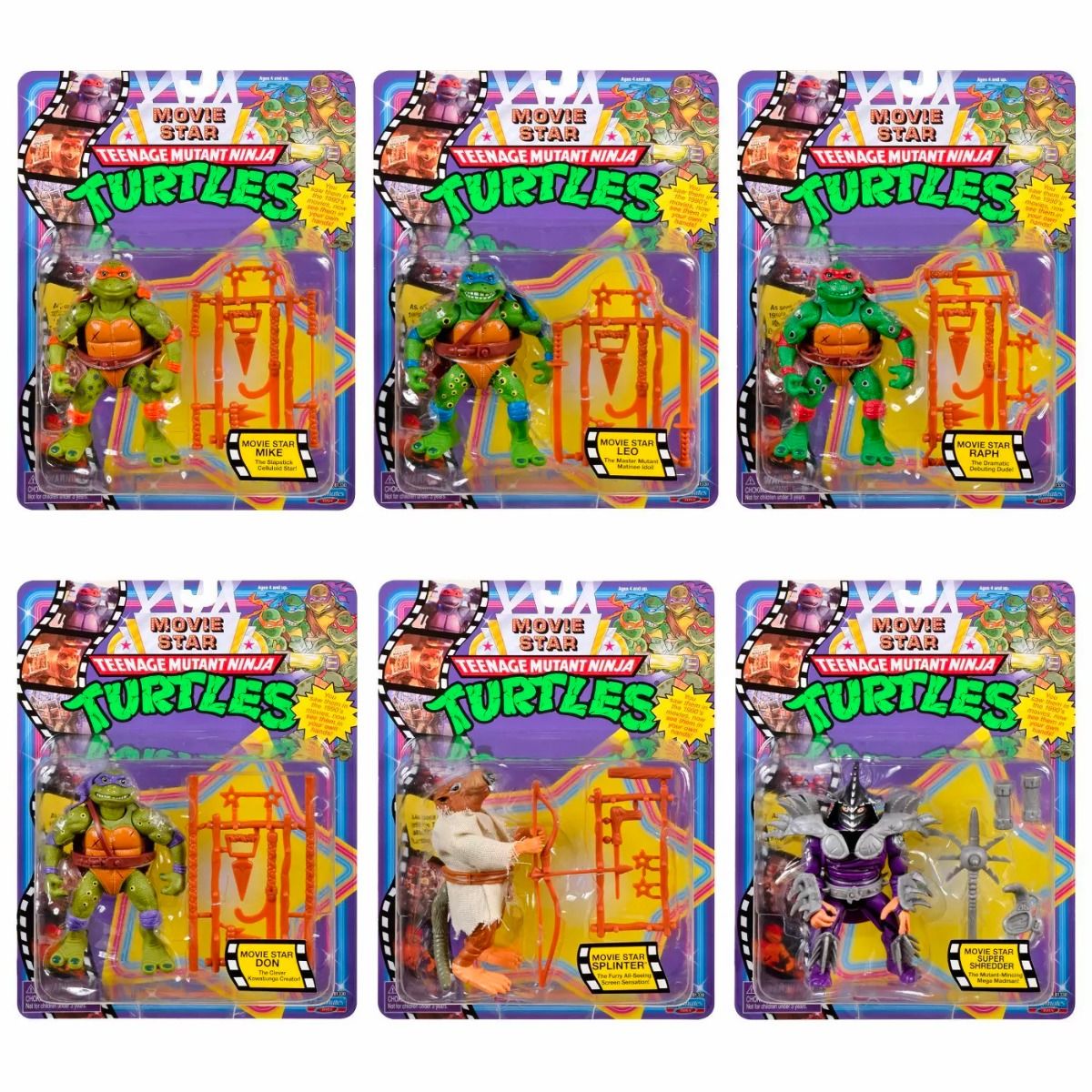 Playmates Teenage Mutant Ninja Turtles II The Secret of the Ooze Movie Star Action Figure 6-Pack