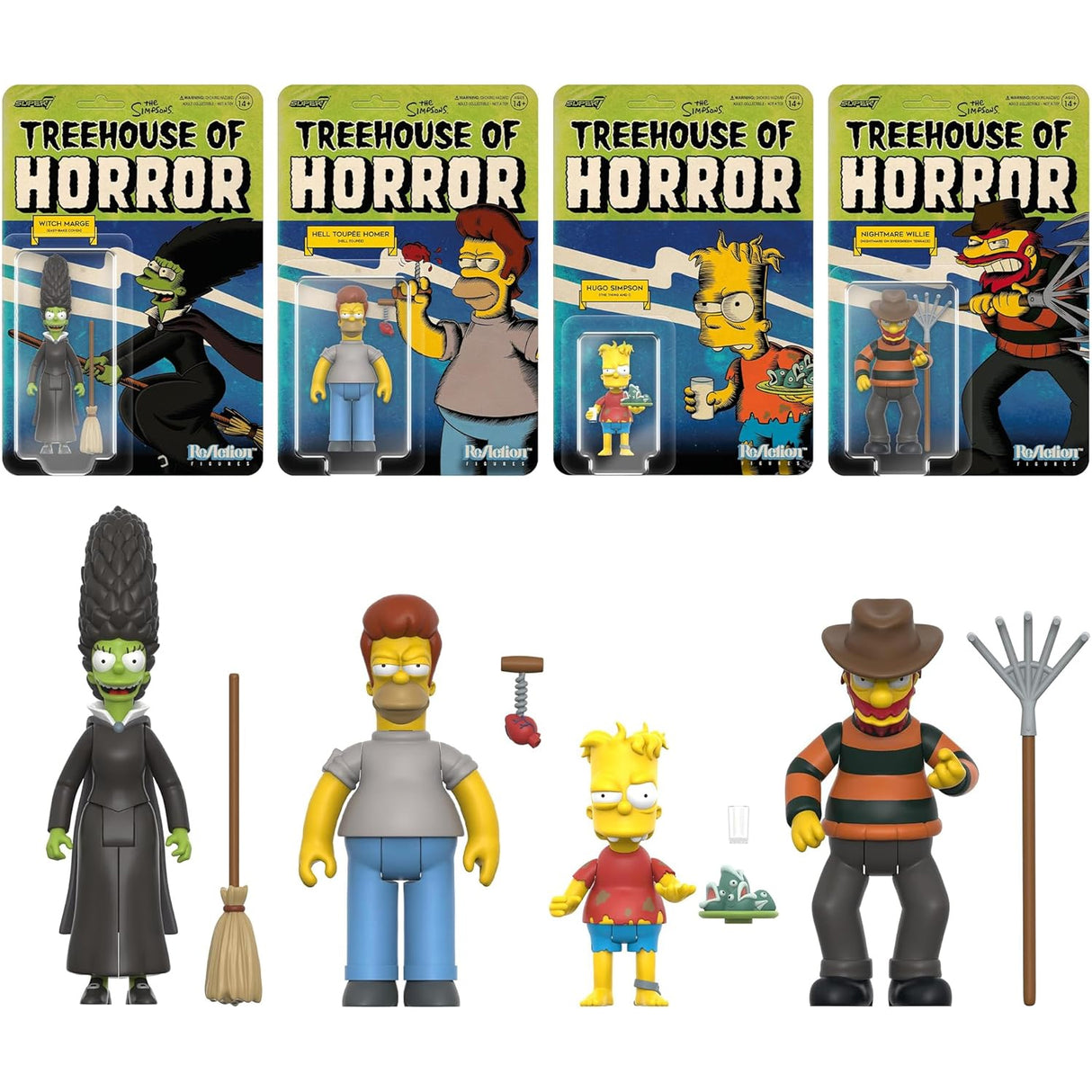 Super7 Simpsons Treehouse of Horror Series 2 Full Set of Reaction Figures