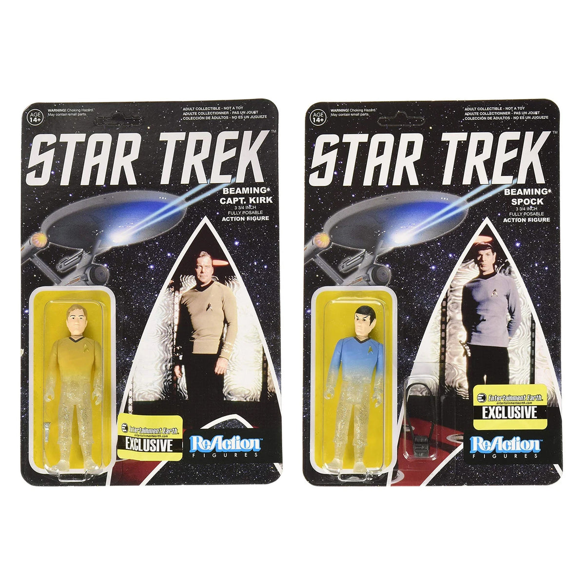 Funko ReAction Star Trek Beaming Kirk & Spock 3.75" Figures Exclusive