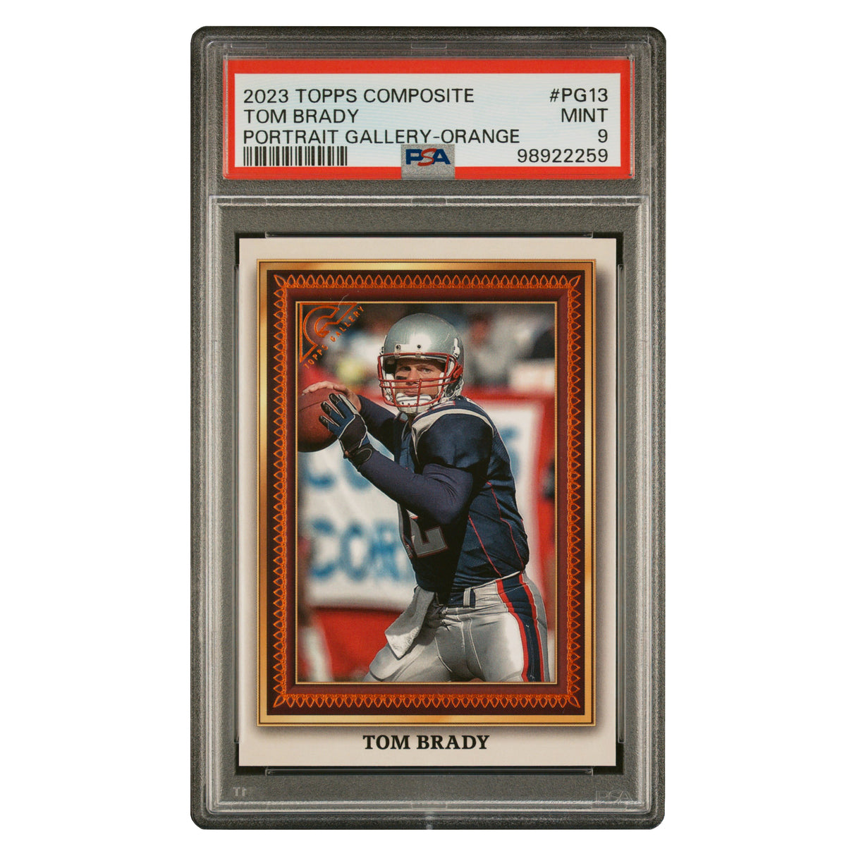 Tom Brady 2024 Topps Composite Portrait Gallery Orange 11/25 PSA 9