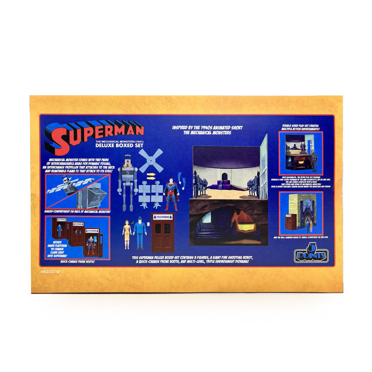 Mezco Superman The Mechanical Monsters (1941) 5 Points Action Figures Deluxe Box Set 10 cm