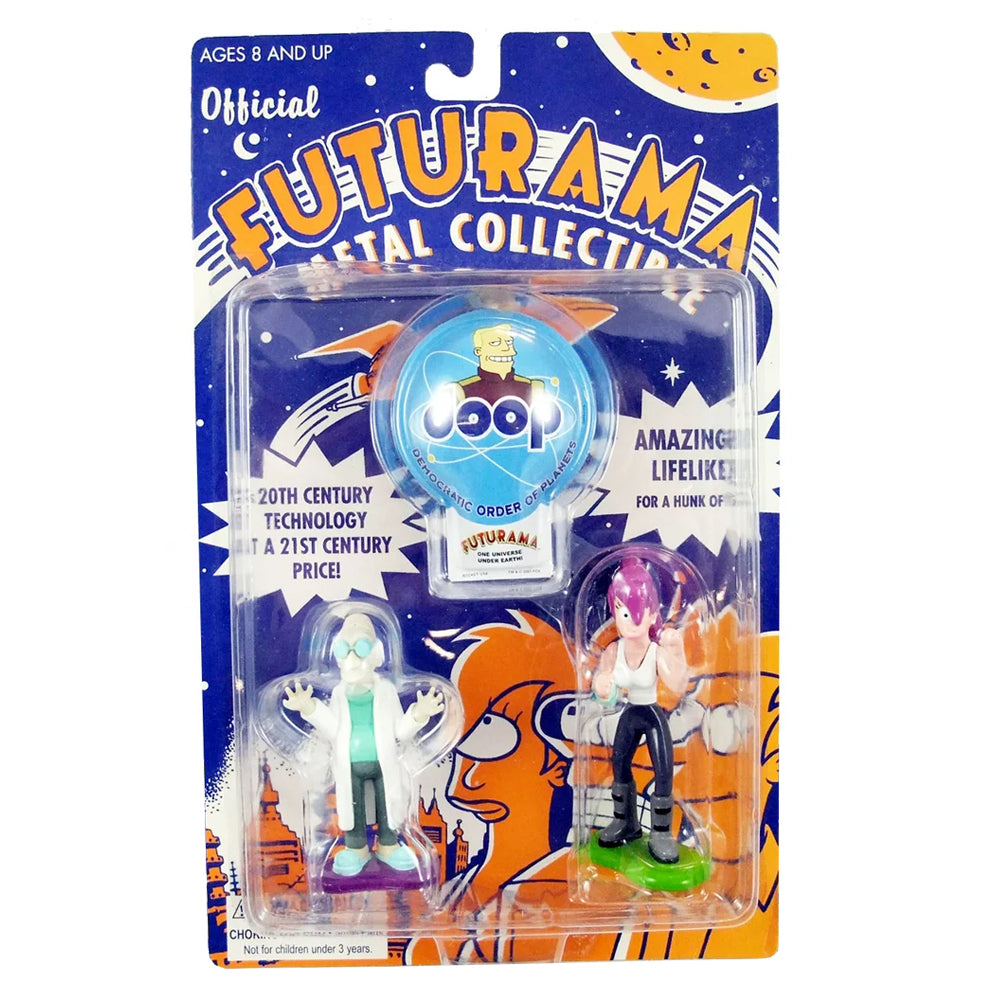Futurama Rocket USA Leela and Professor Farnsworth Metal Figures