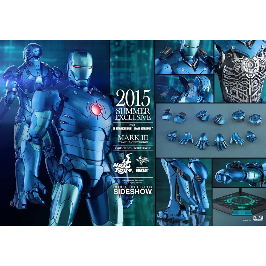 Hot Toys MMS 314 D12: Iron Man Stealth Mode Blue Action Figure MMS314 D12