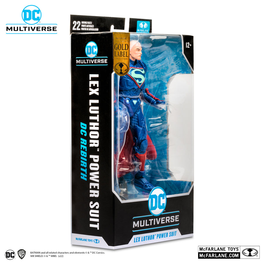 McFarlane Toys DC Multiverse Superman Lex Luthor in Power Suit Blue Suit with Cape SDCC Gold Label 7 Inch Action Figure