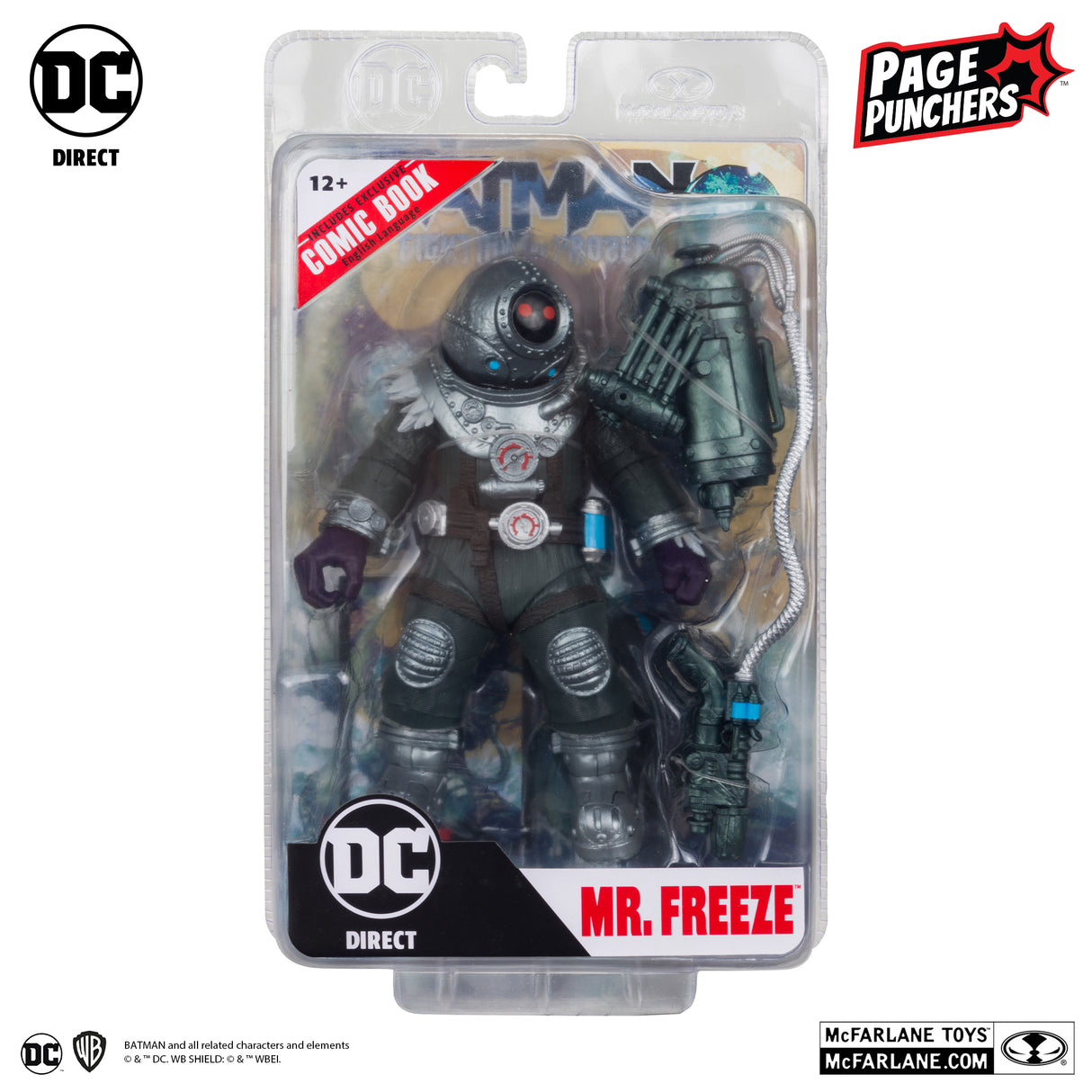 McFarlane DC Direct Batman Fighting the Frozen Page Punchers Mr Freeze 7 Inch Action Figure with Comic