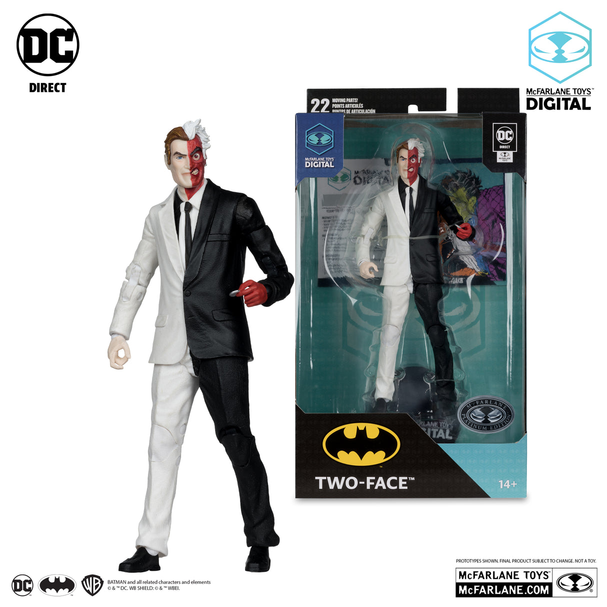 McFarlane Two Face Silver Age with Digital Collectible Platinum Chase Action Figure