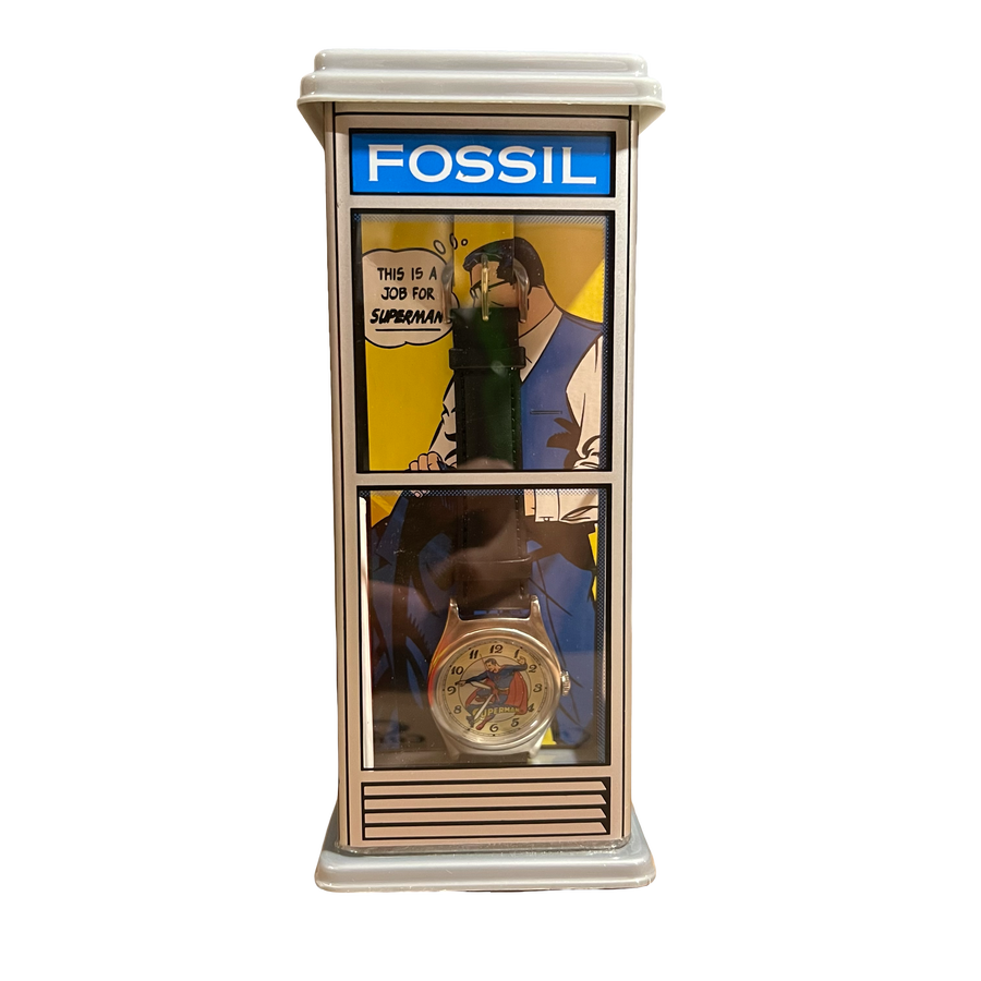 Fossil Vintage Superman Collector's Watch 1993 Brown Leather