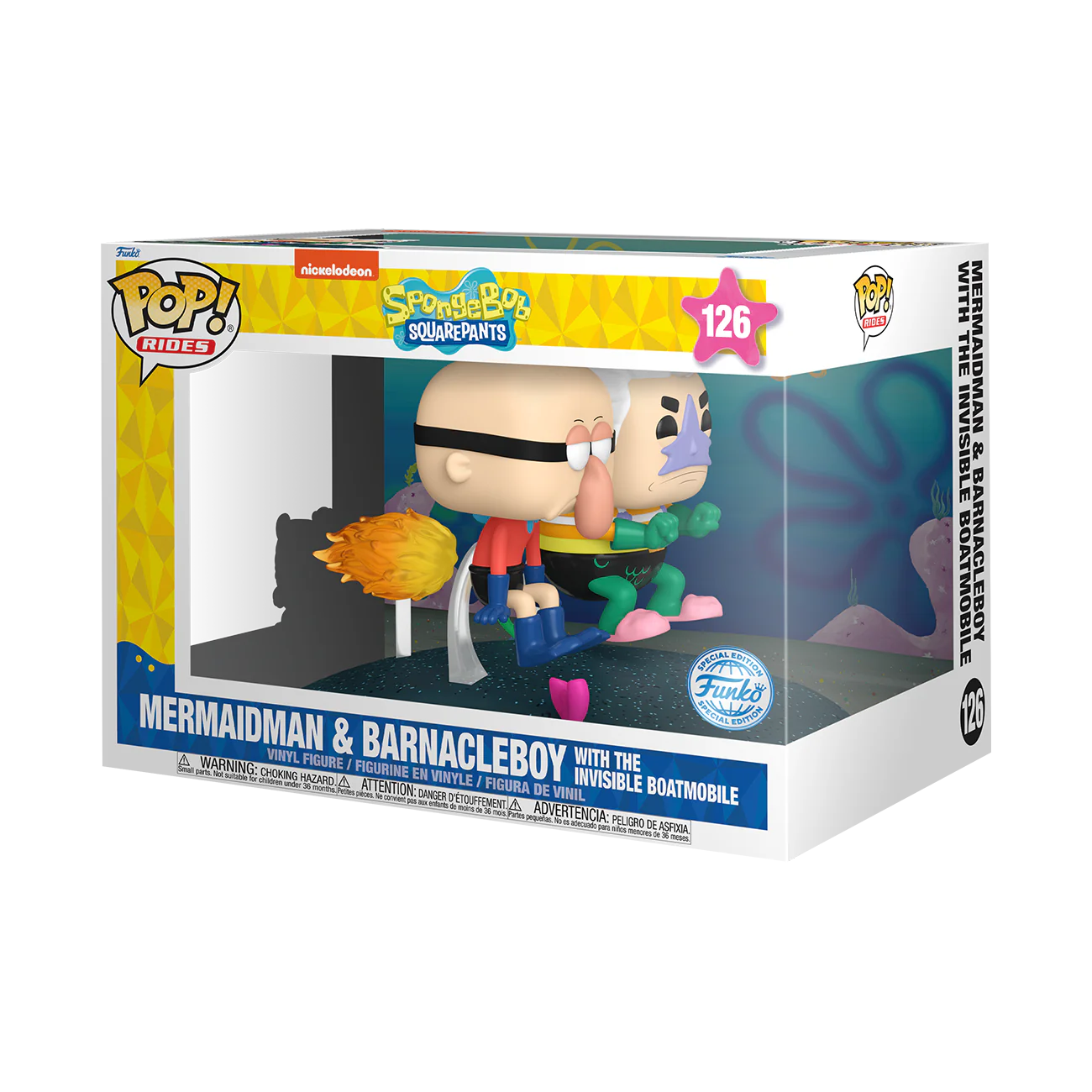 Funko POP! Ride Spongebob Squarepants Mermaid Man and Barnacle Boy Invisible Boatmobile Vinyl Figure