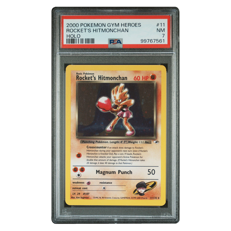 2000 Pokemon Gym Heroes #11 Rocket's Hitmonchan Holo PSA 7