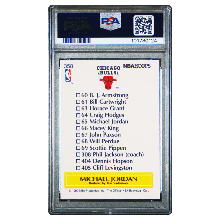 1990 Hoops #358 Michael Jordan Team Checklist PSA 8
