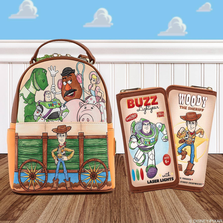 Loungefly x Disney Pixar Toy Story 25th Anniversary Mini Backpack and Purse Wallet Matching Set