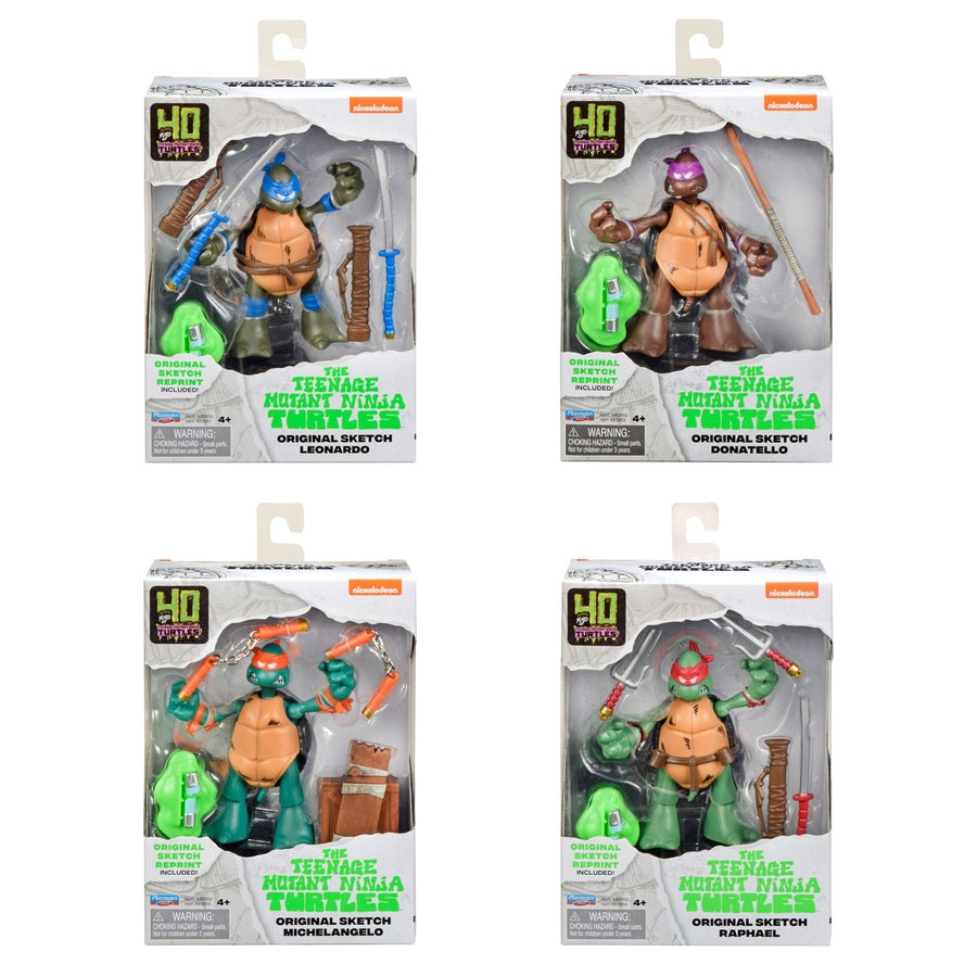 Boti Teenage Mutant Ninja Turtles Original Sketch 40th Anniversary 10cm Set of 4 Action Figures