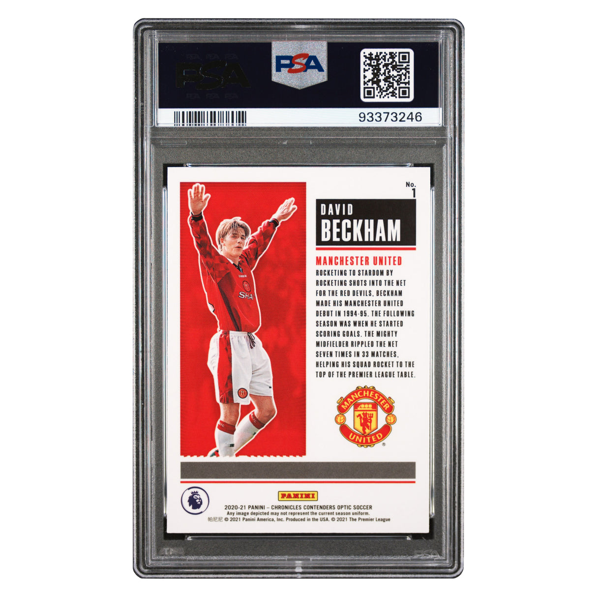 David Beckham Rookie Season Ticket Panini Chronicles 2020 PSA 9