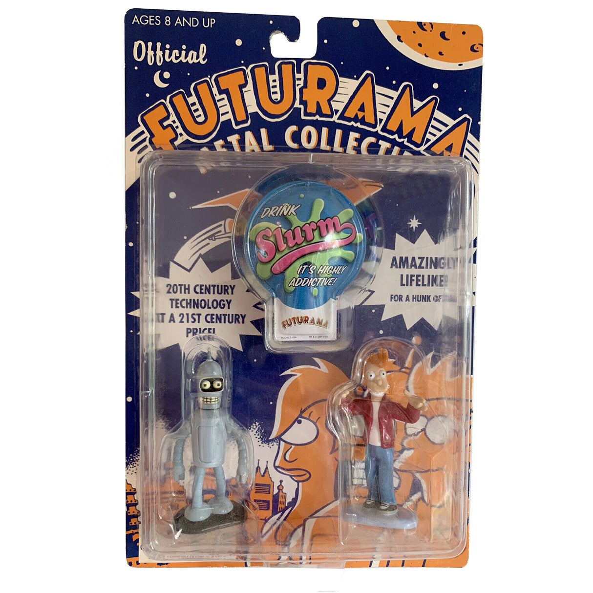 Futurama Rocket USA Fry and Bender Metal Figures