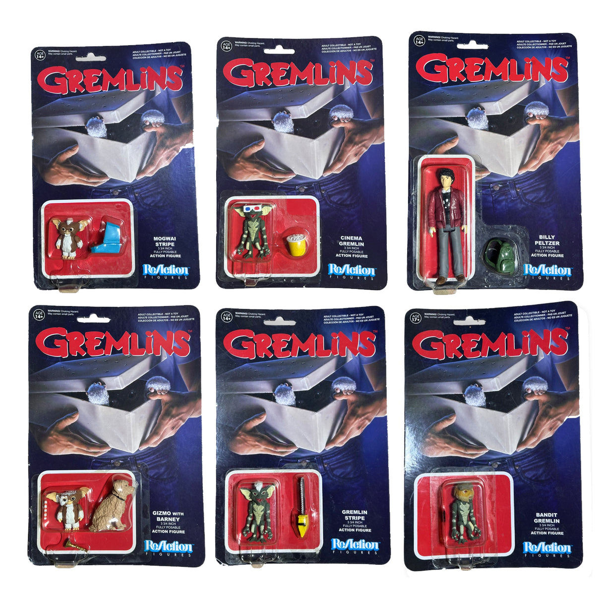 Funko Gremlins Reaction Figure Set of 6 Action Figures Gizmo Stripe Billy