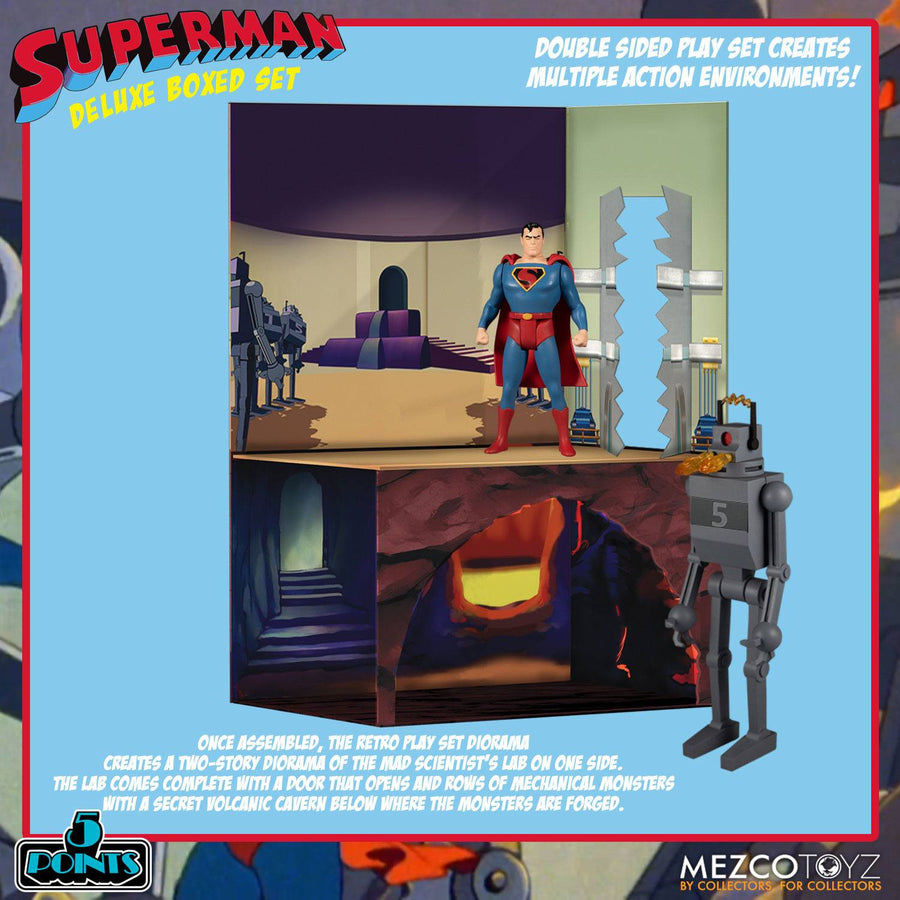 Mezco Superman The Mechanical Monsters (1941) 5 Points Action Figures Deluxe Box Set 10 cm