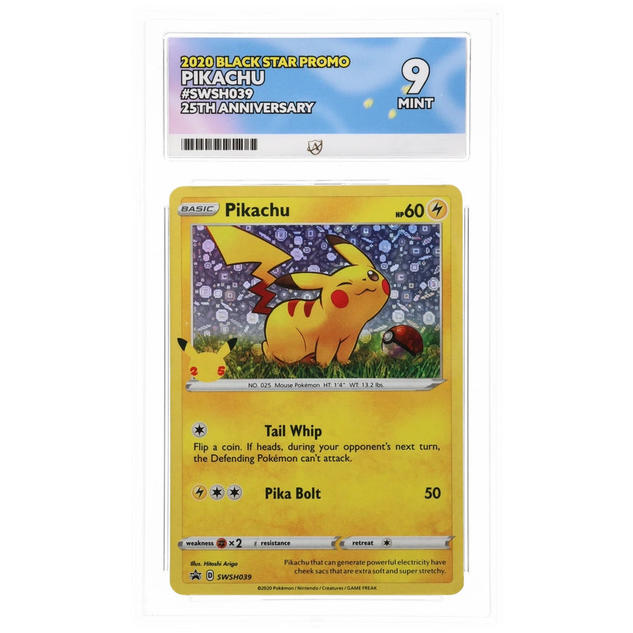 Pokemon Pikachu 2020 Black Star Promo SWSH039 25th Anniversary ACE 9 Grading