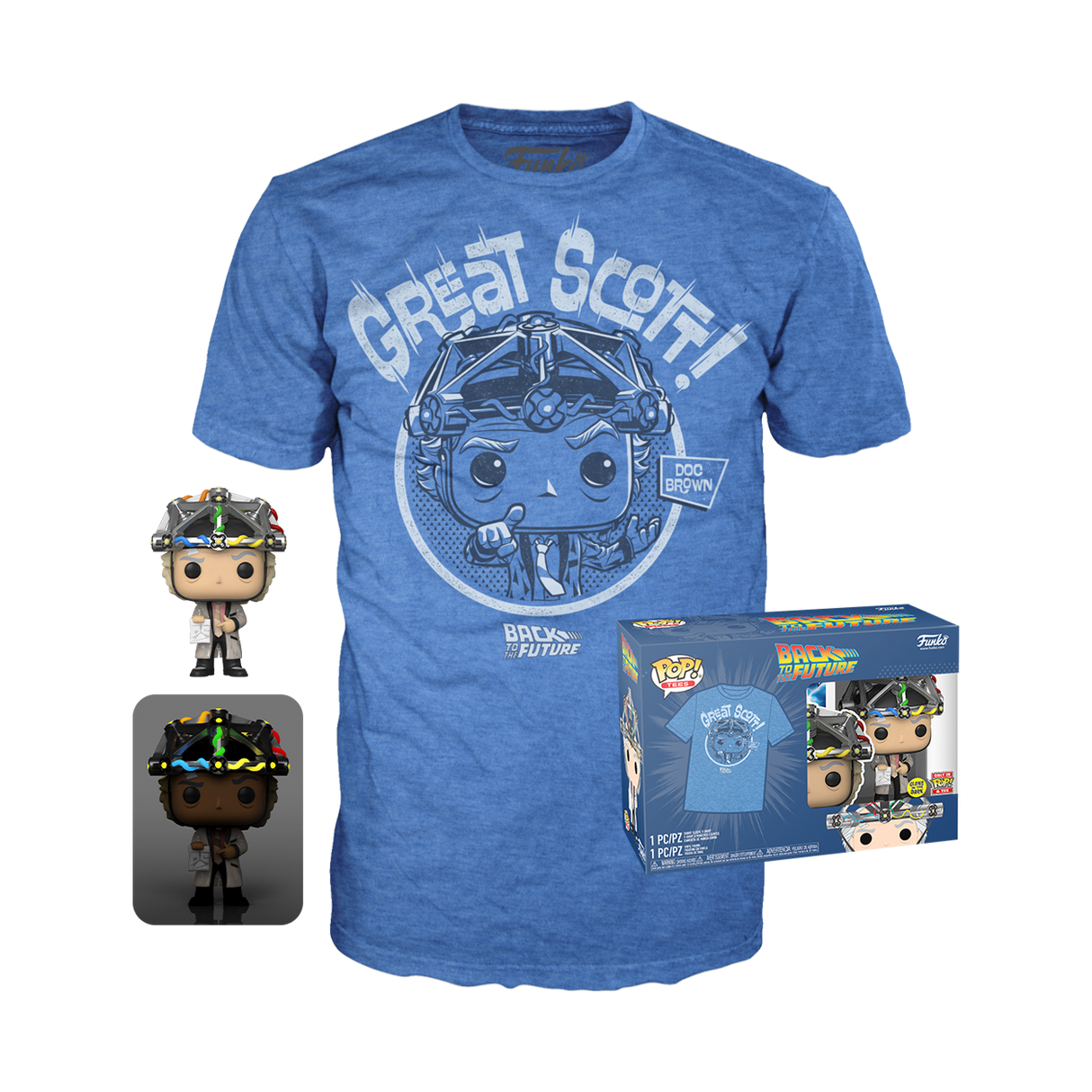 Funko Back to the Future POP! & Tee Box Doc with Helmet