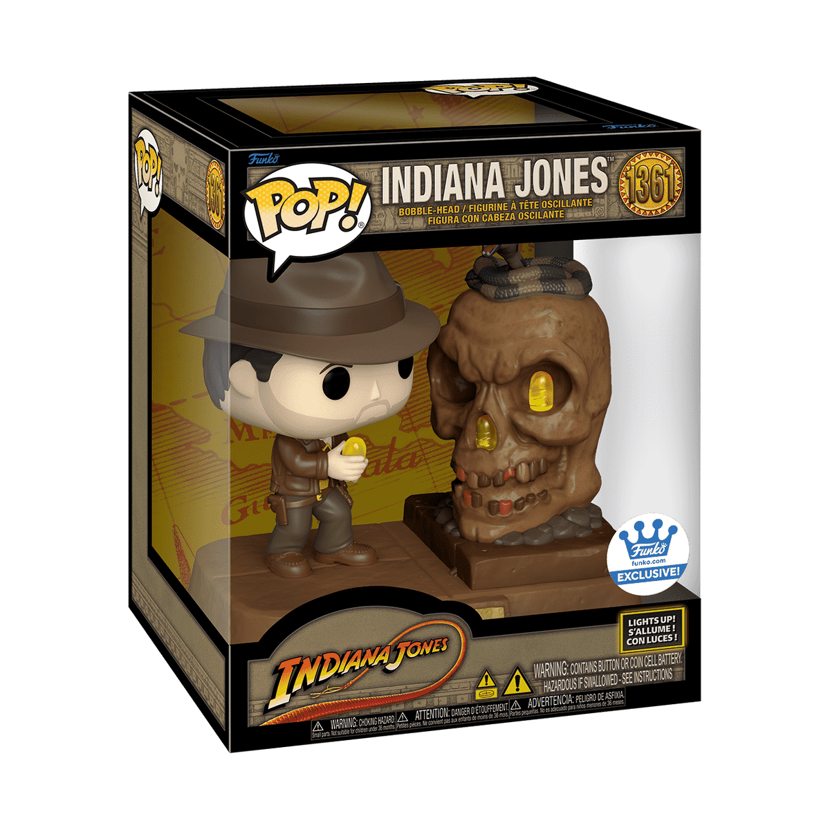 Indiana Jones and the Temple of Doom - Indiana Jones with Sankara Stones Light Up Pop! Deluxe Vinyl Figure