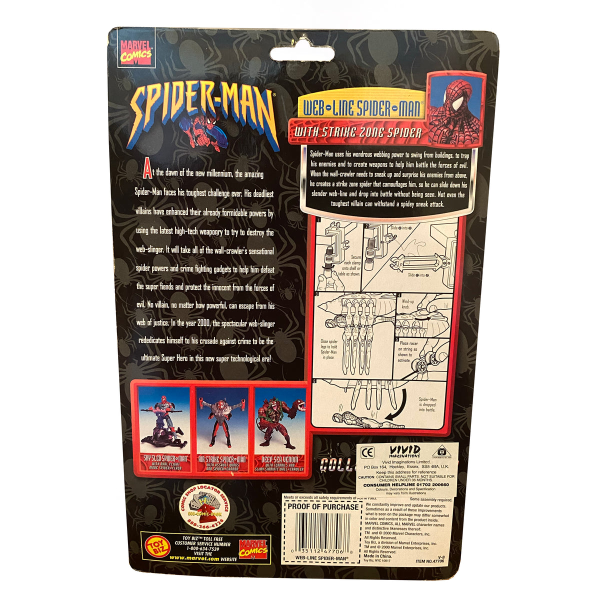 ToyBiz Marvel Comics SpiderMan Web-Line Spider-Man with Strike Zone Spider Action Figure