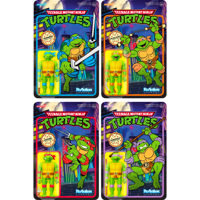 Super7 Teenage Mutant Ninja Turtles Toon ReAction Set of 4 Figures