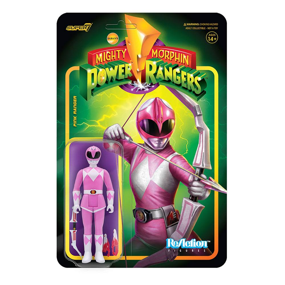 Super7 Mighty Morphin Power Rangers ReAction Action Figure Pink Ranger 10 cm
