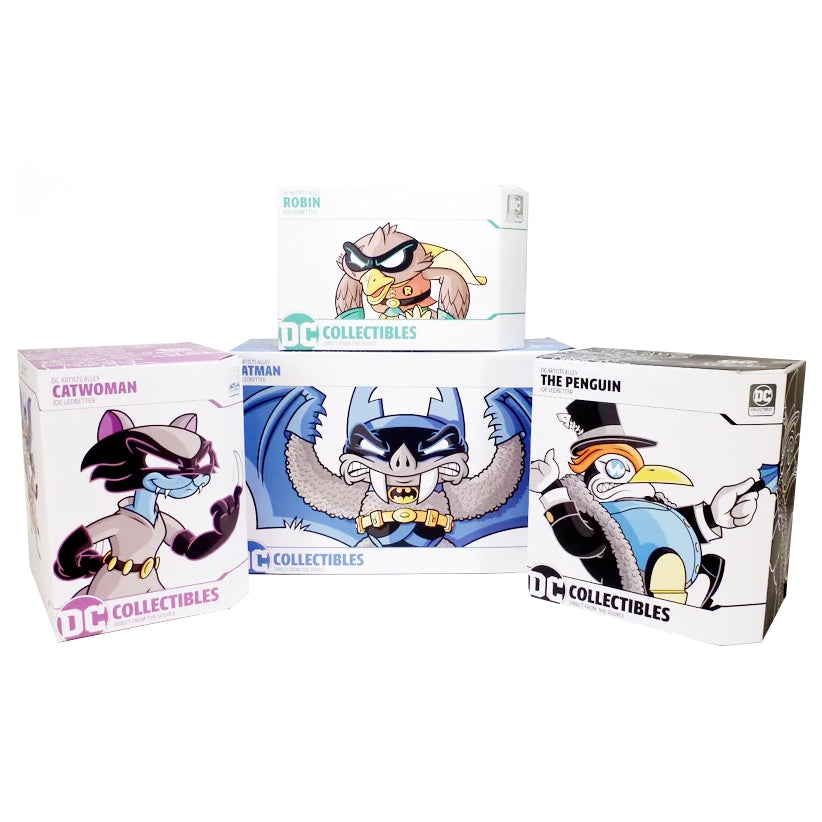 DC Collectibles DC Artists' Alley Batman, Robin, Catwoman and Penguin Designer Vinyl Figures Set of 4 by Joe Ledbetter