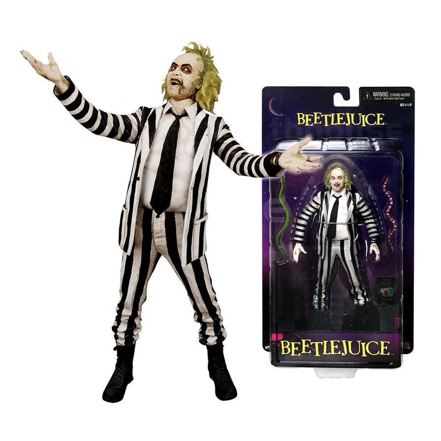 NECA Cult Classic Beetlejuice Pin Stripe White Suit 6 Inch Action Figu –  Gold Dust Toys
