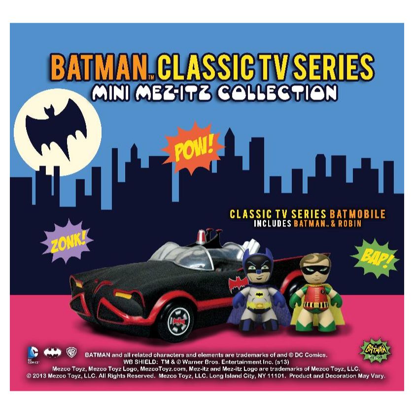 Mezco Mez-Itz Classic 1966 Batmobile with Batman and Robin